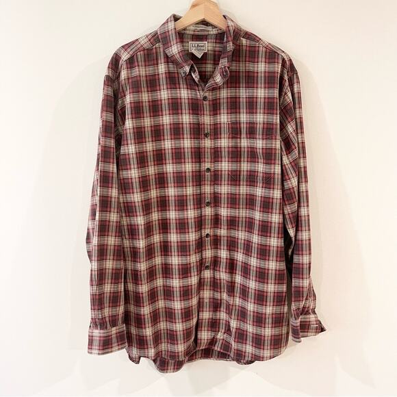 L.L.Bean Long Sleeve Plaid Shirt Button Down Traditional Fit Men’s size L Tall - Picture 1 of 8